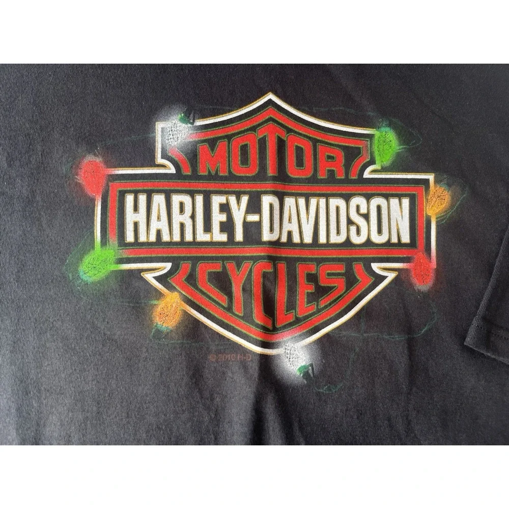 Harley Davidson Black Tshirt Cape Cod MA Christmas Lights‎ Size XL - Picture 2 of 5